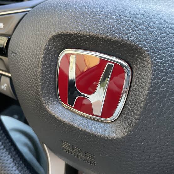 Car H Steering Logo Compatible for City Civic Amaze Jazz WRV BRV JDM Style 50mmx40mm (Red Chrome H).