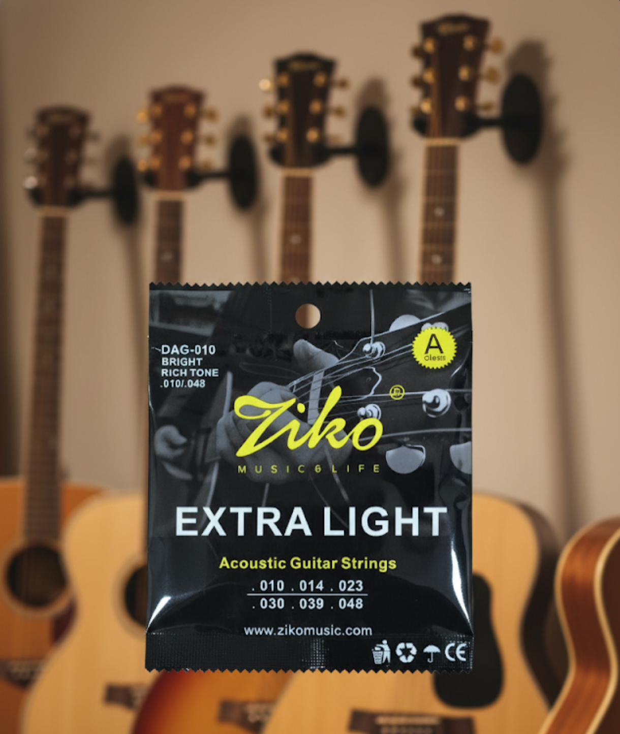 Ziko 6pcs Set Acoustic Guitar String Anti-Rust Coating Strings Musical Instrument Accessories