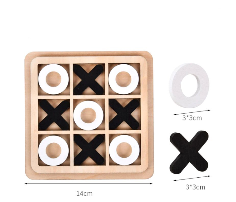 Wooden Board Game XO Tic Tac Toe Chess Funny Developing Intelligent Educational Toy Puzzles